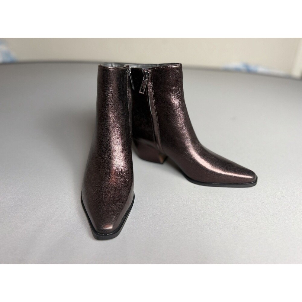 Franco Sarto L-Vivian Metallic Western Ankle Boots Bronze Leather NEW Size 7.5 - Picture 5 of 16
